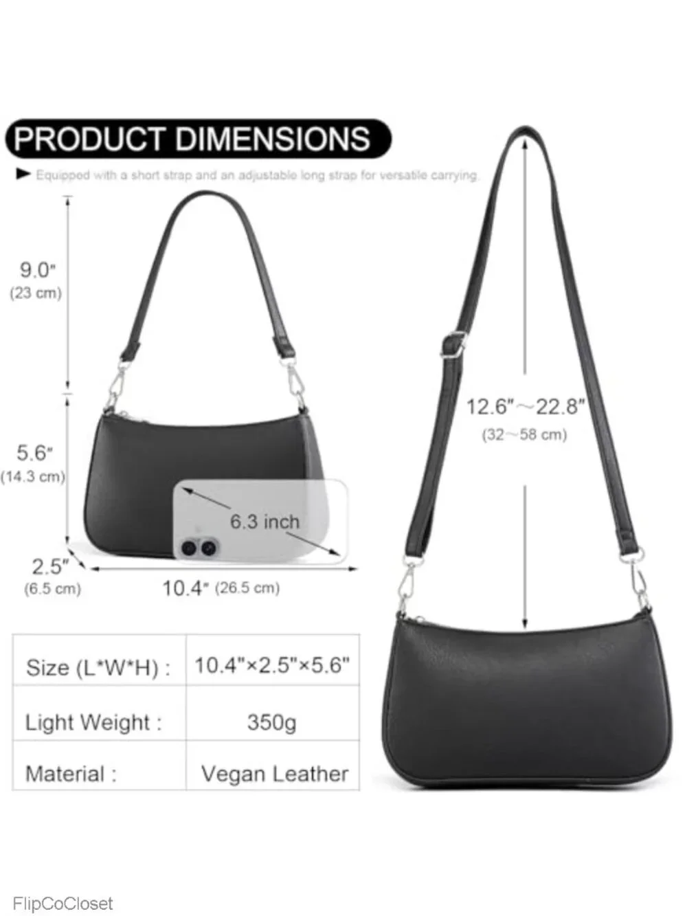 PU Leather Hobo Shoulder Bag Crossbody Purse Removable Straps